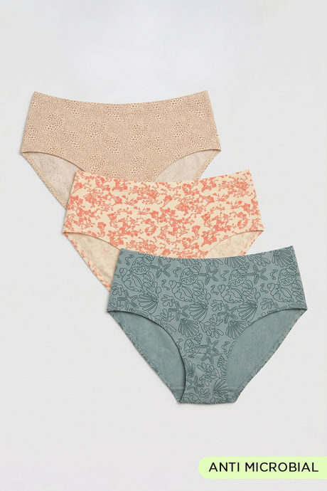 Buy Zivame Medium Rise Full Coverage Hipster Panty (Pack of 3) - Multicolor